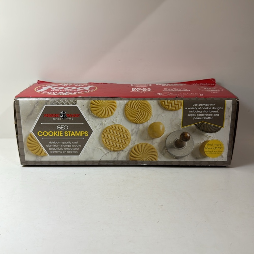 Nordic Ware Geo Cookie Stamps Cast Aluminum Set of 3 BRAND NEW SEALED